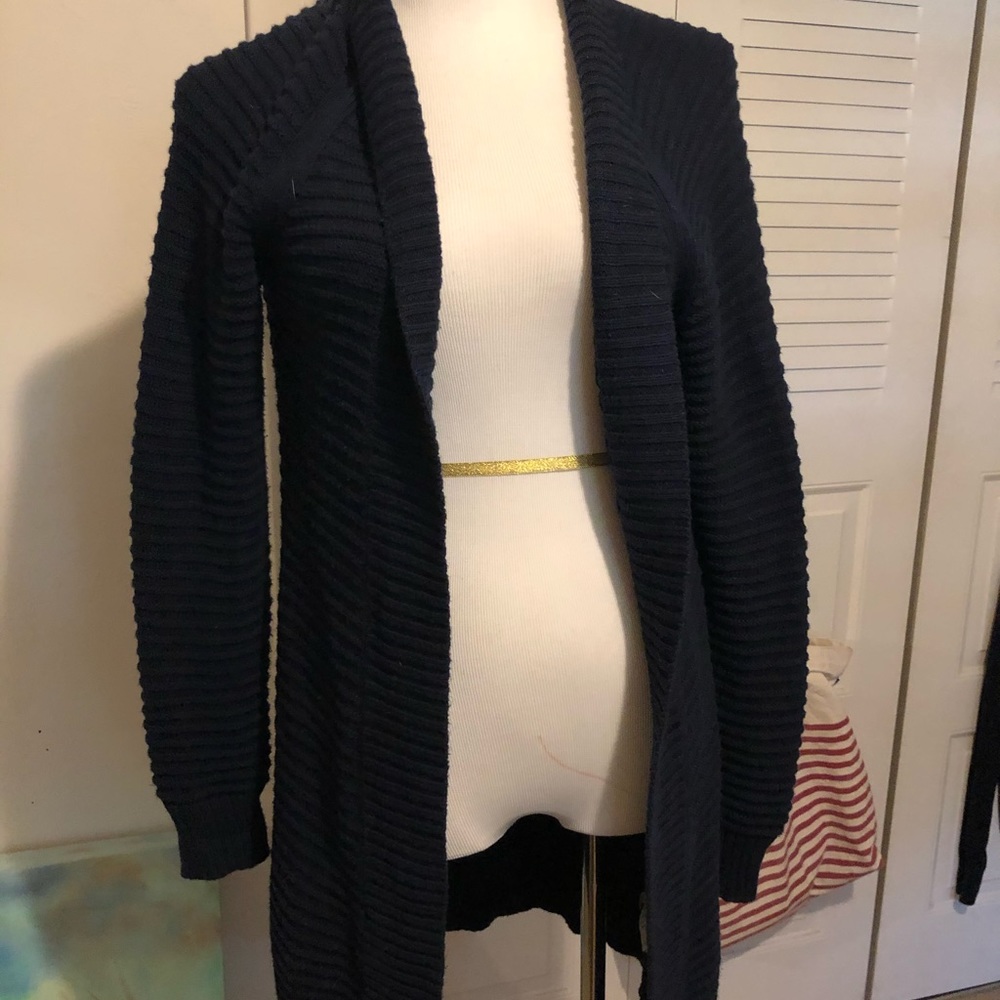 Jcrew navy ribbed cotton open sweater - Picture 4 of 8